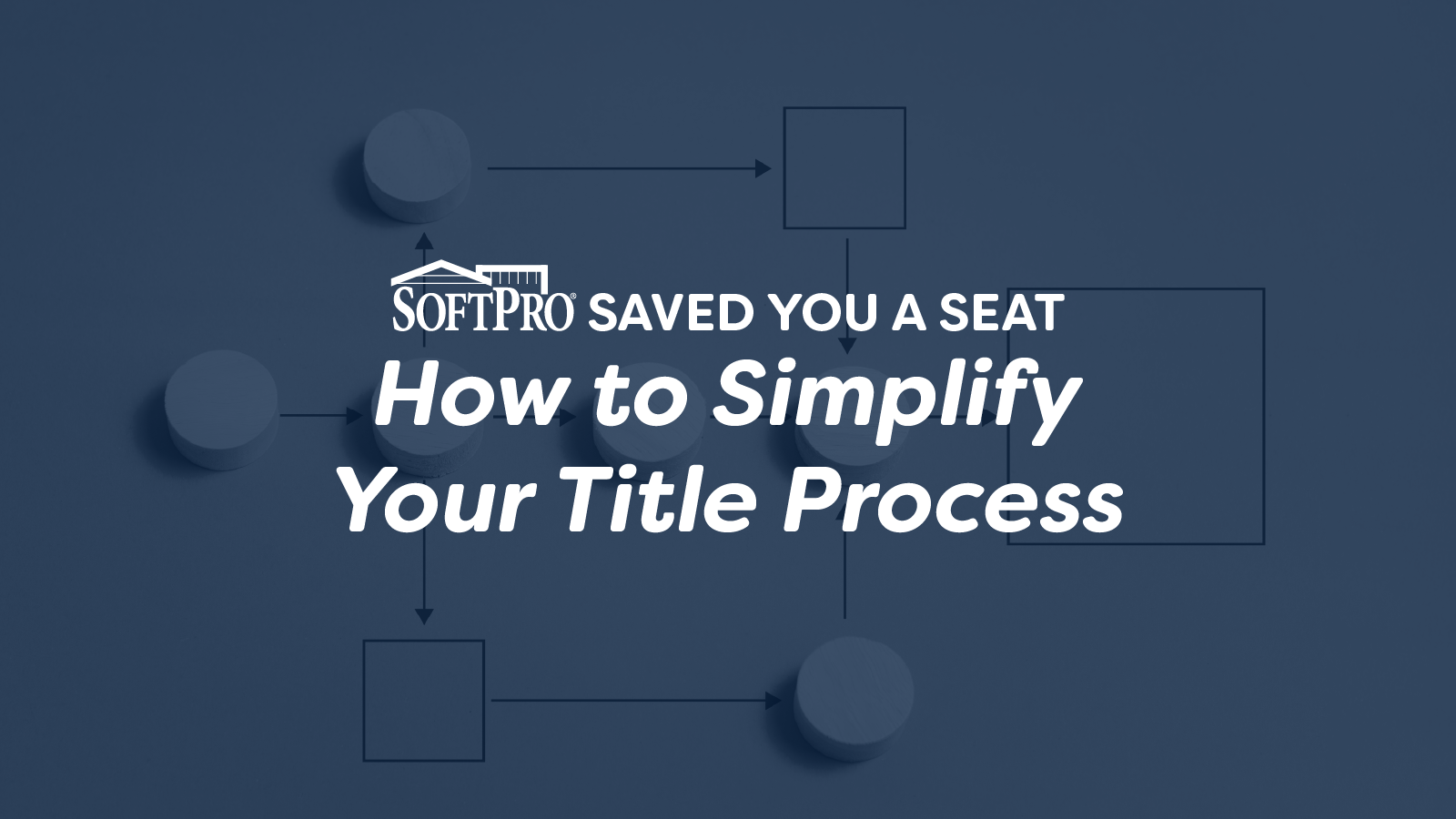 White text reading "How to Simplify Your Title Process" over a background image of a flowchart