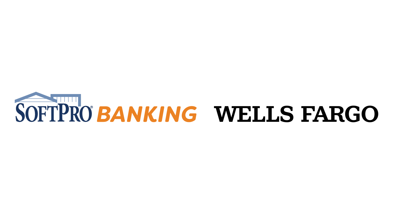 SoftPro Banking and Wells Fargo logos side by side on a white background